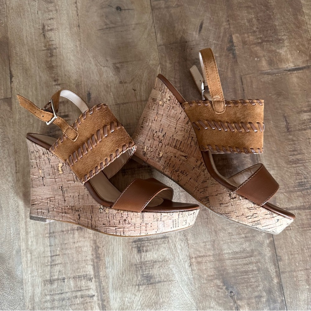 Michael Shannon Sybil Cognac wedge heel size 6.5